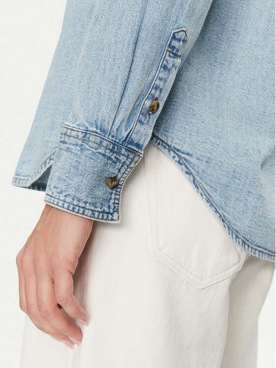 Guess Jeans Guess Jeans džinsiniai marškiniai W5RH37 D5M83 Mėlyna Regular Fit