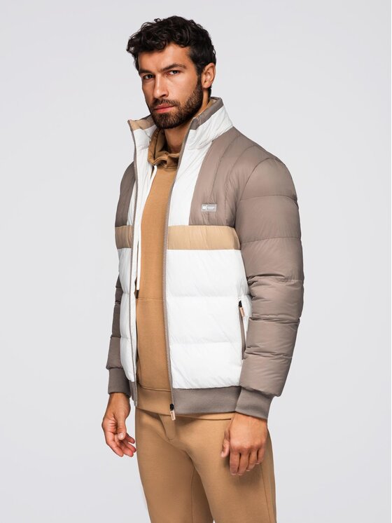 Ombre Ombre Kurtka przejściowa OM-JALP-0296 Brązowy Regular Fit
