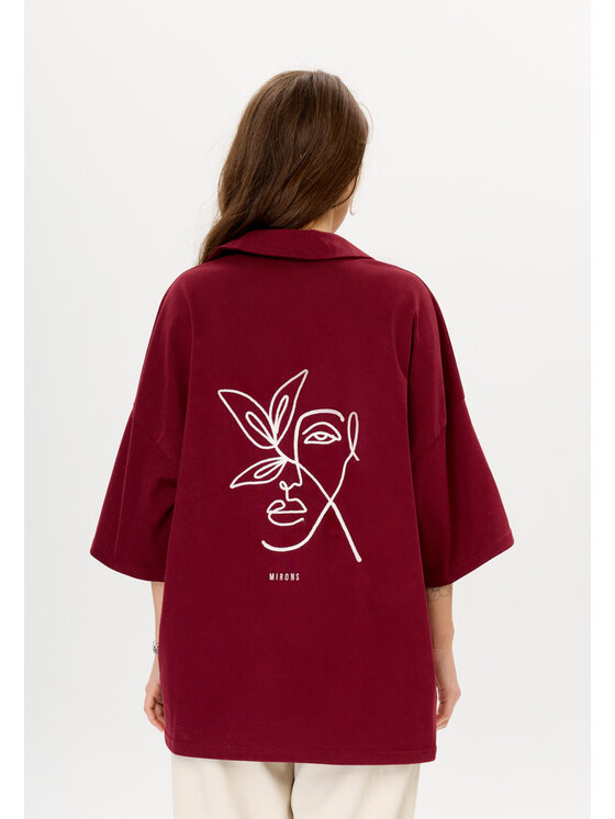 Mirons Mirons Polo Soft Bordowy Oversize