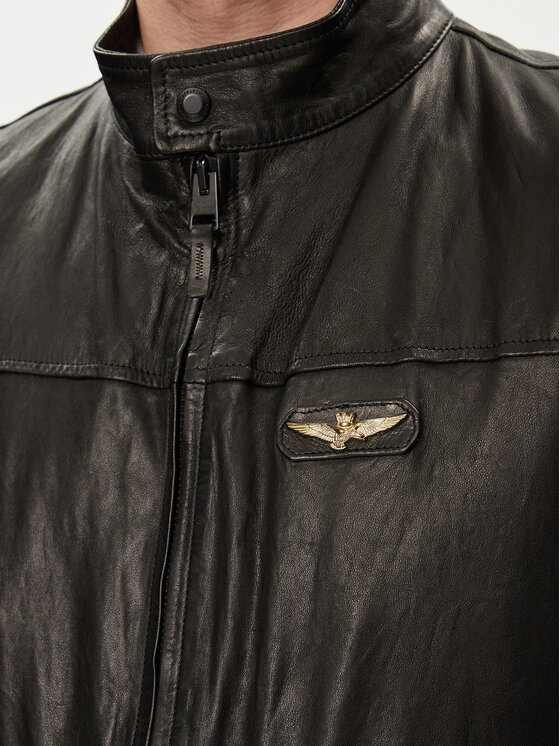 Aeronautica Militare Aeronautica Militare Μπουφάν δερμάτινο 241PN5040PL147 Μαύρο Regular Fit