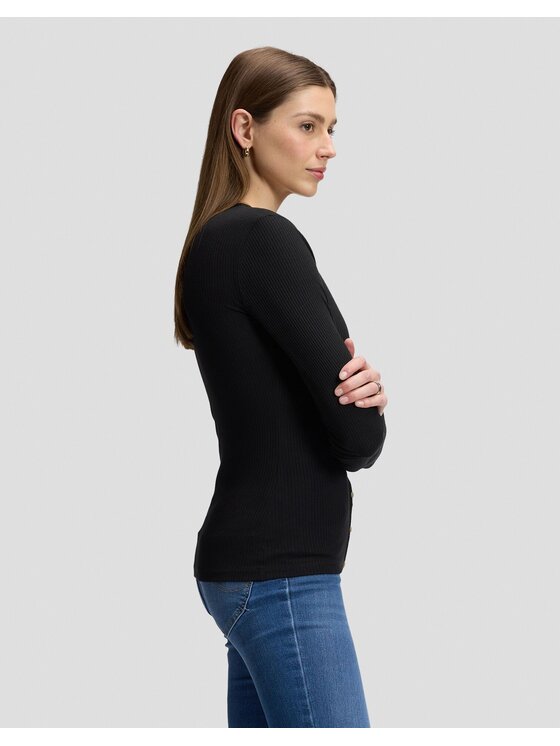 Lee Lee T-Shirt LS HENLEY Czarny Slim Fit