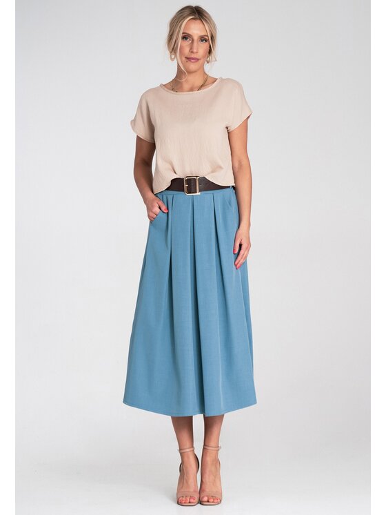 FIGL FIGL Spódnica midi M1201 Niebieski Flared Fit