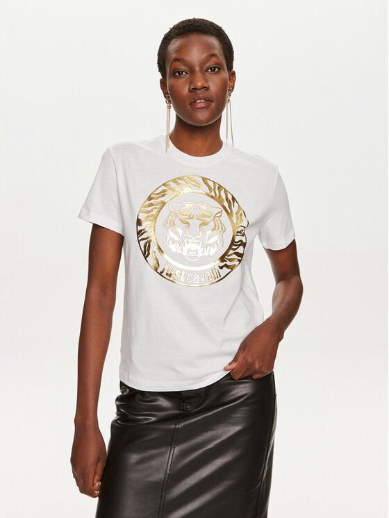 Just Cavalli Just Cavalli T-särk 76PAHG12 Valge Regular Fit
