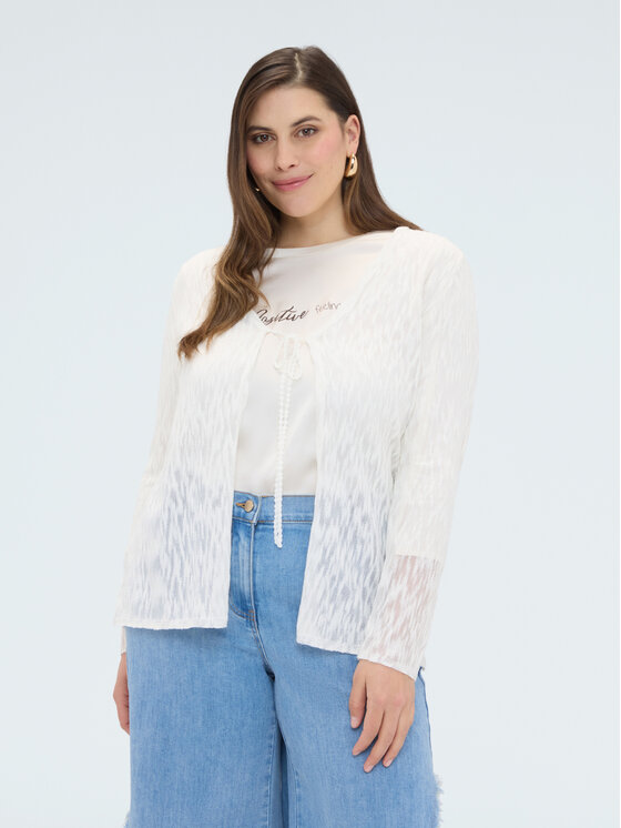 Fiorella Rubino Fiorella Rubino Kardigan M238L008517N011 Biały Boxy Fit