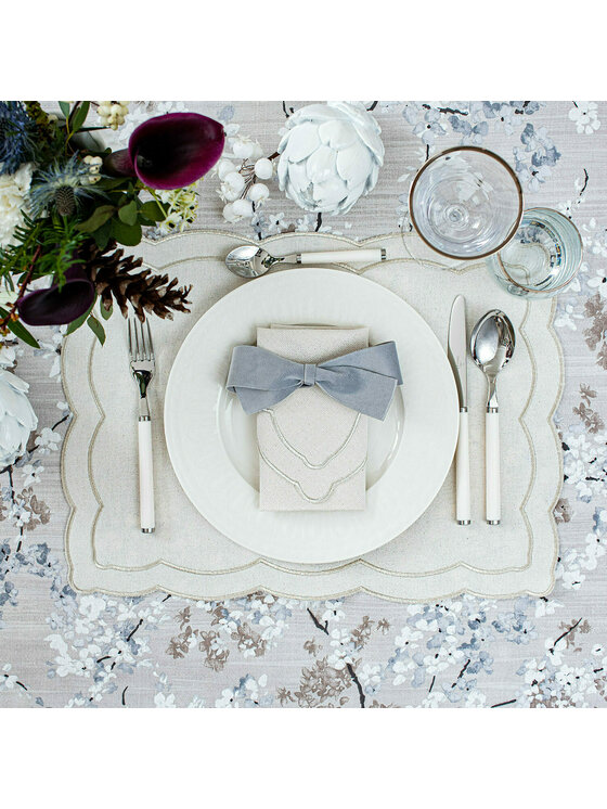 Roseberry Home Roseberry Home Podkładka na stół haftowana Silver Onde Srebrny