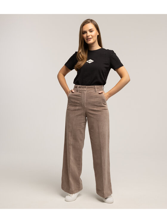 Lee Cooper Lee Cooper Spodnie materiałowe LUNAR CORD Brązowy Wide Leg