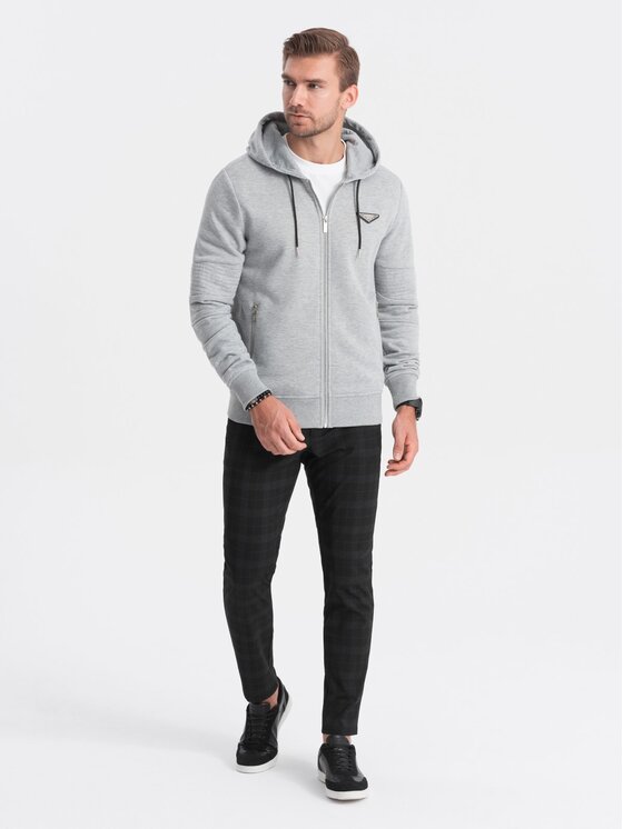 Ombre Ombre Mikina OM-SSZP-22SS-010 Šedá Regular Fit