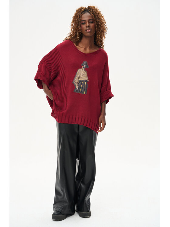 blue shadow blue shadow Sweter Likola Czerwony Regular Fit