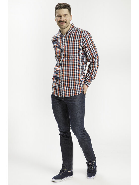 Cross Jeans Cross Jeans Koszula 35568-010 Pomarańczowy Regular Fit