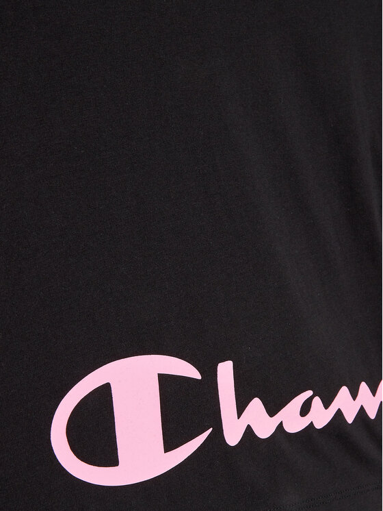 Black champion shirt with pink writing online