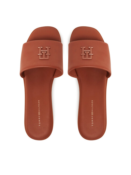 Tommy Hilfiger Tommy Hilfiger Natikači Th Logo Hardware Leather Mule FW0FW08806 Rjava