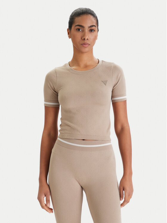Guess Guess Tričko V6RP02 Z4692 Béžová Slim Fit