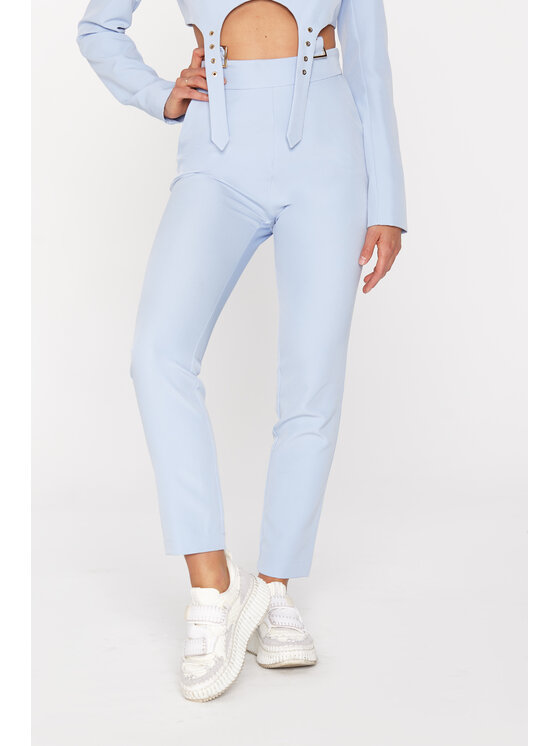 MANDRAGORA MANDRAGORA Kalhoty z materiálu Feminity Světle modrá Slim Fit