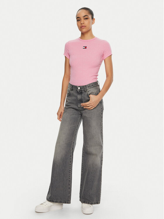 Tommy Jeans Tommy Jeans T-Shirt DW0DW20463 Rosa Slim Fit