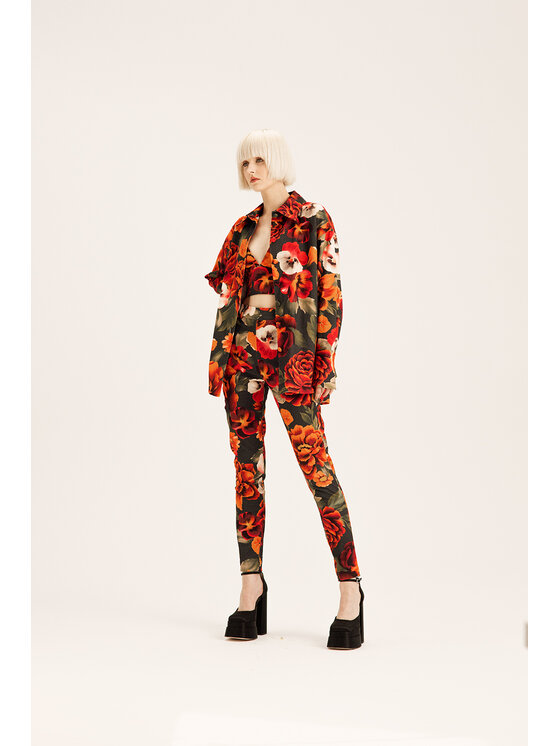 Chérir Paris Chérir Paris Koszula w kwiatowy print oversize Zielony Oversize