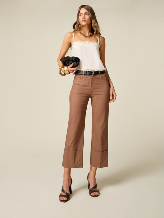 Oltre Oltre Pantaloni di tessuto P736R009310N022 Marrone Regular Fit