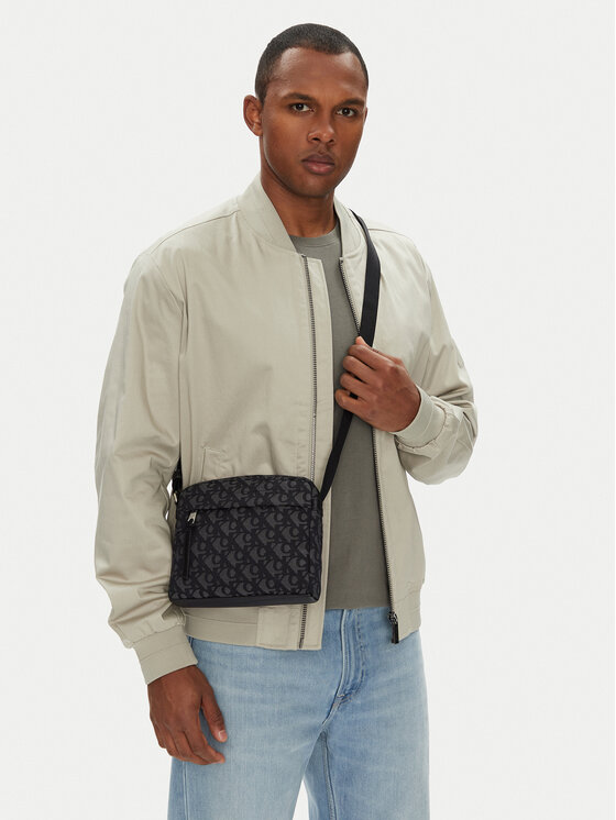 Calvin Klein Calvin Klein Taška cez rameno Slouched Monogram Mini Zip Fligh LV04G3175G Čierna