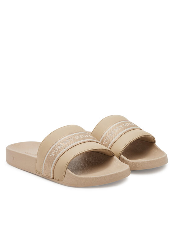 Tommy Hilfiger Tommy Hilfiger Παντόφλες Hilfiger Poolside With Webbing FW0FW08529 Μπεζ