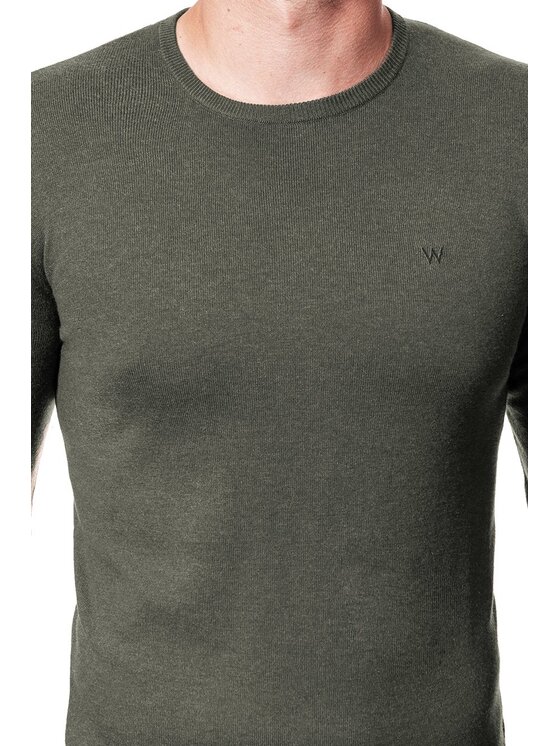 Wrangler Wrangler Sweter CREW KNIT Beżowy Regular Fit