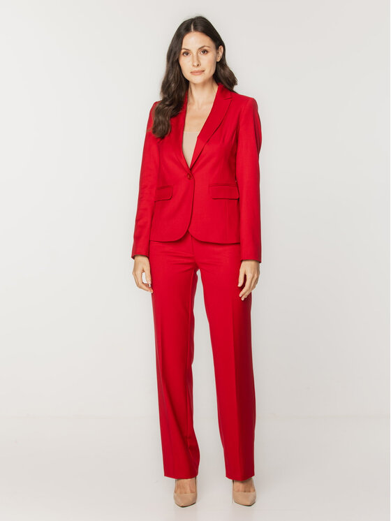 Willsoor Willsoor Spodnie damskie 67838 Czerwony Straight Leg
