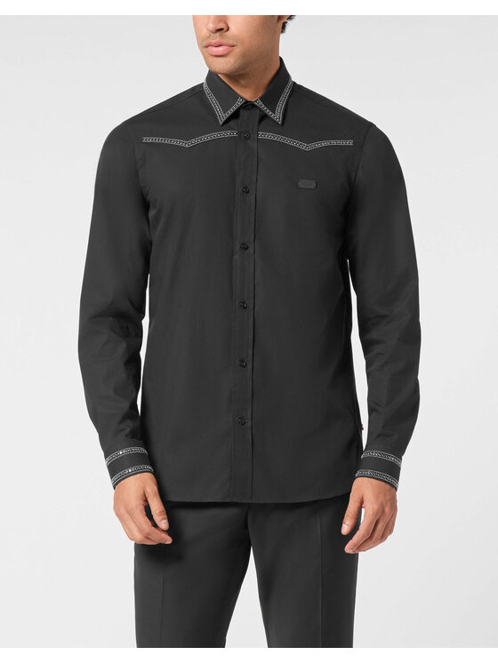 PHILIPP PLEIN PHILIPP PLEIN Koszula 26119 Czarny Fitted Fit