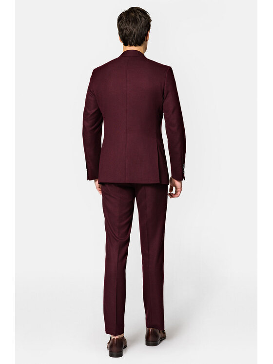 Lancerto Lancerto Garnitur GA073123000002 Bordowy Slim Fit
