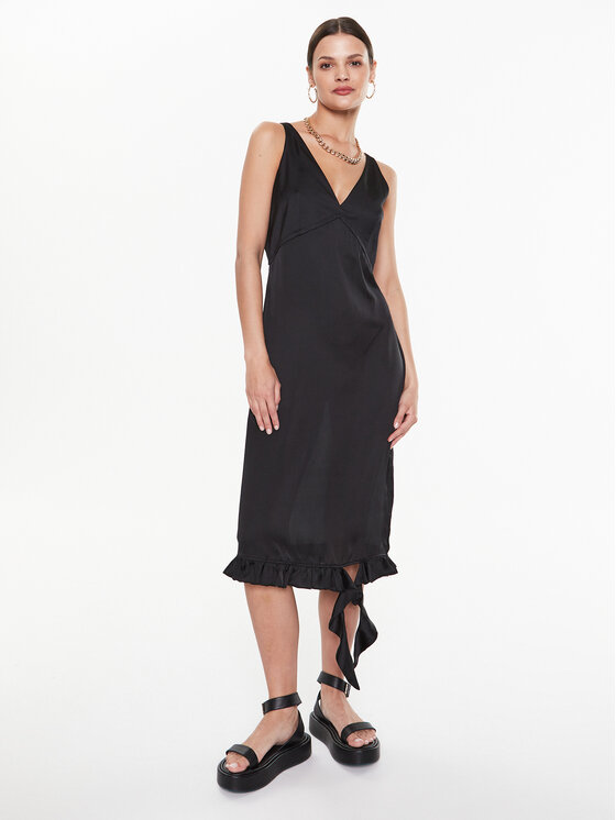 Remain Remain Φόρεμα κοκτέιλ Light Satin Frill RM2212 Μαύρο Regular Fit