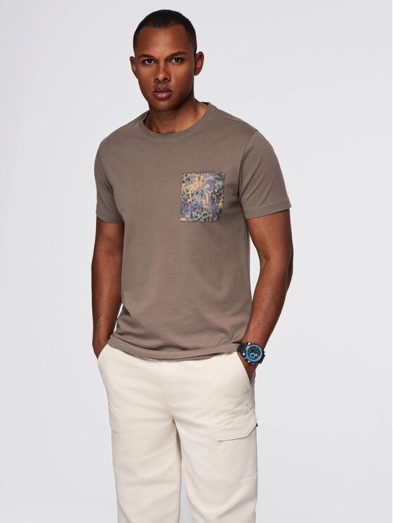 Ombre Ombre T-Shirt OM-TSPT-0227 Zielony Regular Fit