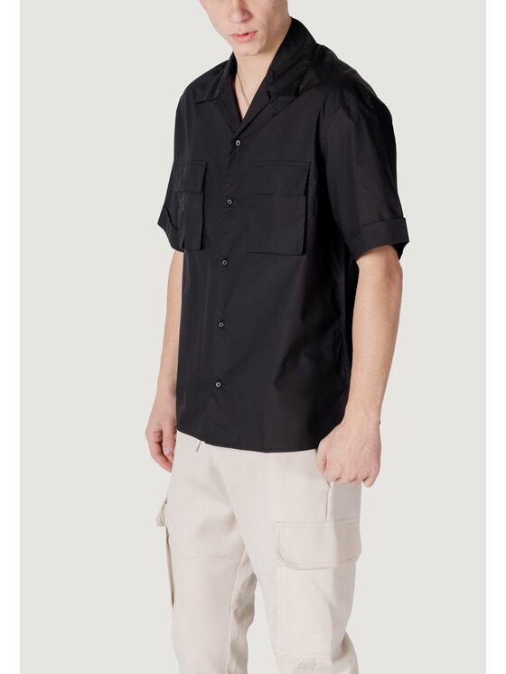 Antony Morato Antony Morato Camicia GRANADA RELAXED FIT WITH LOGOED METAL BADGE Nero Relaxed Fit
