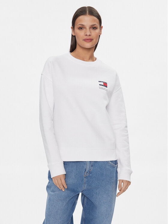 Tommy Jeans Mikina Graphic Flag DW0DW17328 Biela Boxy Fit