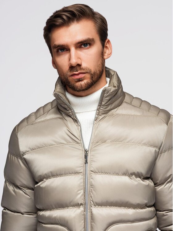 Ombre Ombre Kurtka przejściowa OM-JALP-0218 Szary Regular Fit