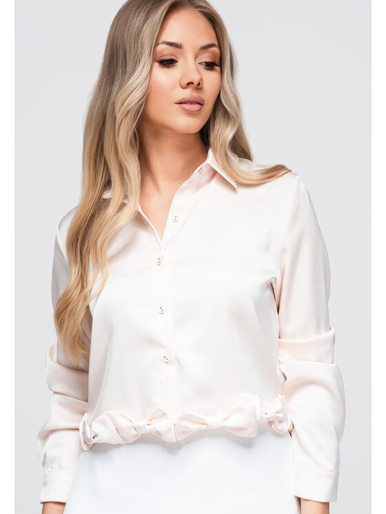 Ombre Ombre Koszula OW-SH-E0059 Beżowy Loose Fit