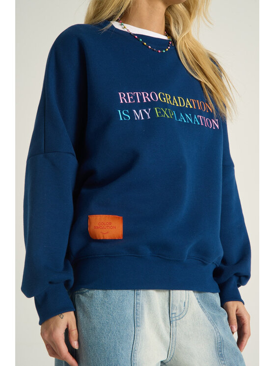 NAOKO NAOKO Bluza Retrogradation Granatowy Reglan Fit