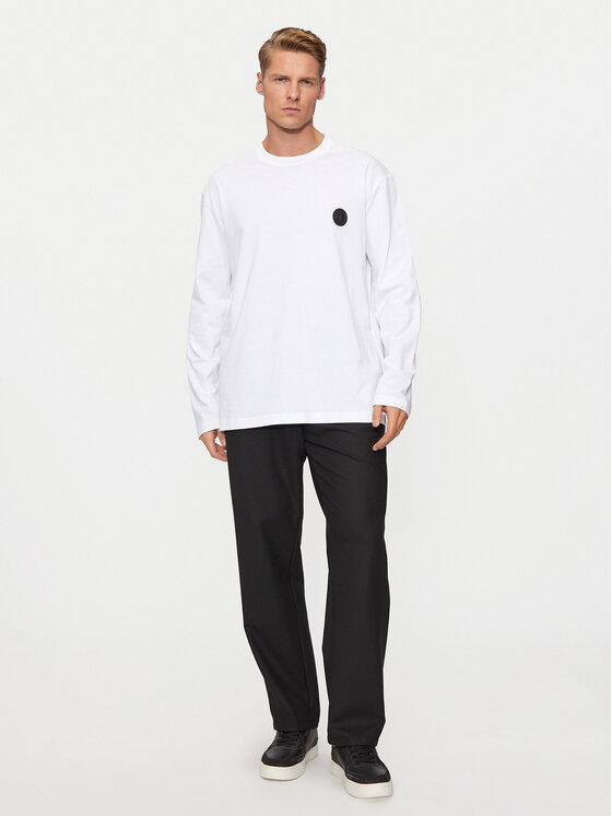Just Cavalli Just Cavalli Pikkade varrukatega T-särk 77OAHE10 Valge Regular Fit