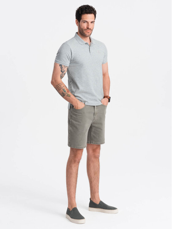 Ombre Ombre Polo OM-POBS-0100 Szary Regular Fit