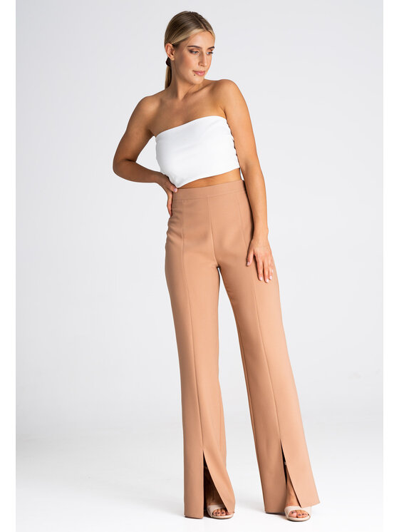 FIGL FIGL Dámské kalhoty M955 Hnědá Regular Fit