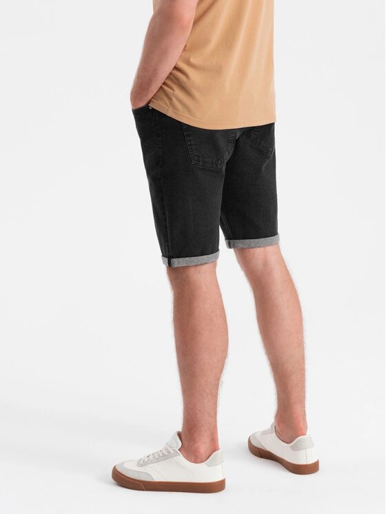 Ombre Ombre Szorty jeansowe OM-SRDS-0134 Czarny Regular Fit