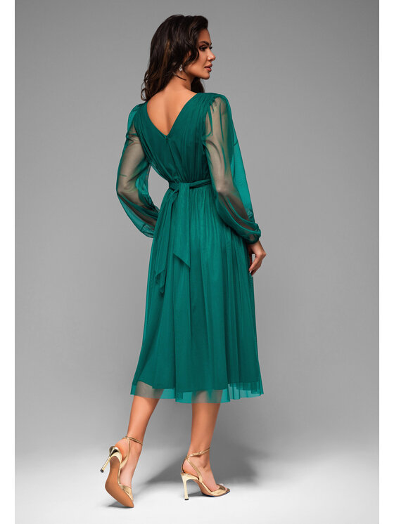 Ombre Ombre Sukienka koktajlowa LA-OM-DLR007 Zielony Regular Fit