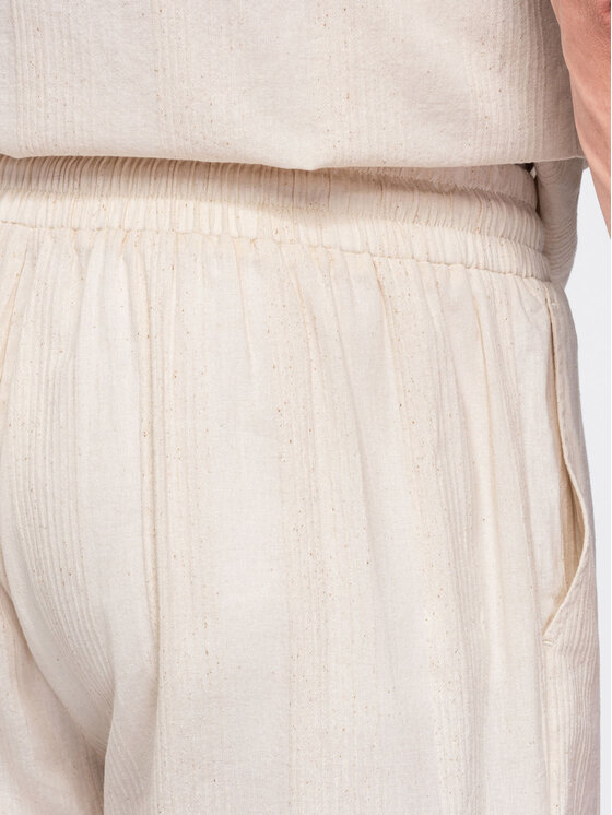 Ombre Ombre Szorty materiałowe OM-SRCS-0209 Kremowy Regular Fit