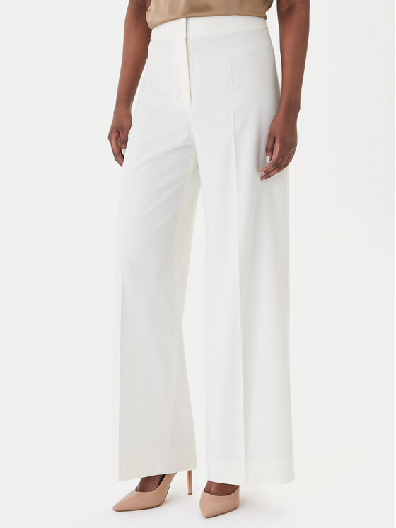 HUGO HUGO Hlače iz tkanine Huzili 50558131 Écru Wide Leg