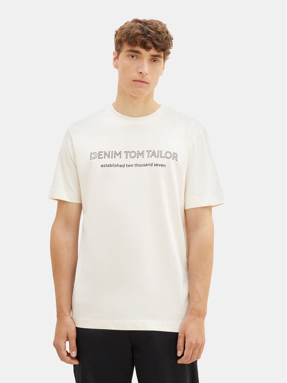 Tom Tailor Denim Tricou 1037683 Alb Regular Fit