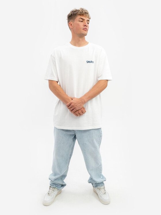 Smerfy Smerfy T-Shirt Koszulka Z Krótkim Rękawem Oversize Męska Biała Smerfy Gargamel Episode XL Biały Oversize