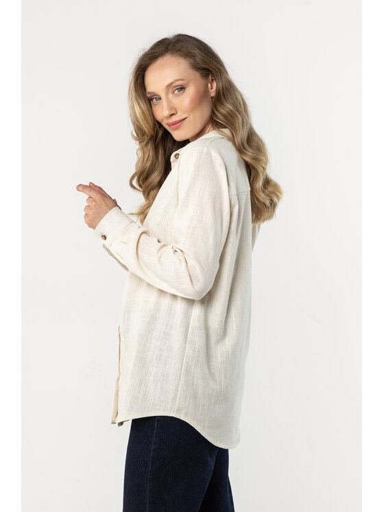 Awama Awama Koszula A768 Beżowy Basic Fit