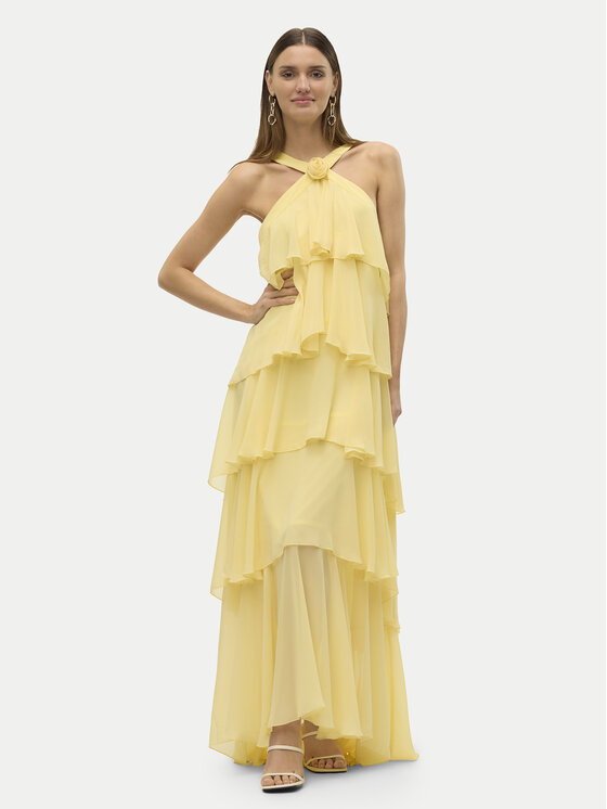 Vero Moda Vero Moda Večernja haljina Felicia 10295237 Žuta Slim Fit