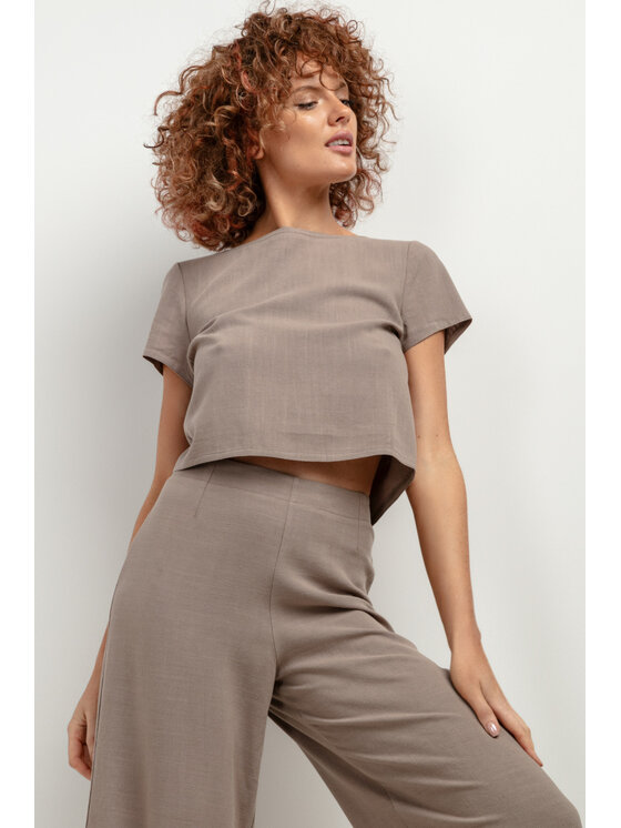 Tessita Tessita T-Shirt TOP T401_3_XL Beżowy Classic Fit