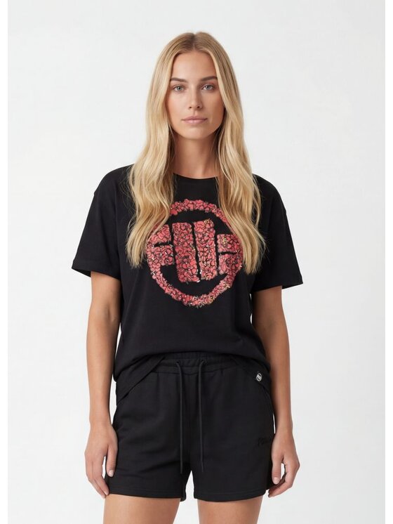 PITBULL PITBULL T-Shirt LOGO HEARTS Czarny Oversize
