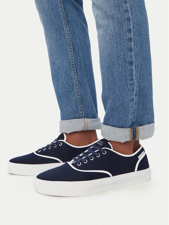 Tommy Hilfiger Tommy Hilfiger Teniși Th Vulc Cup Long Lace Canvas FM0FM05874 Bleumarin