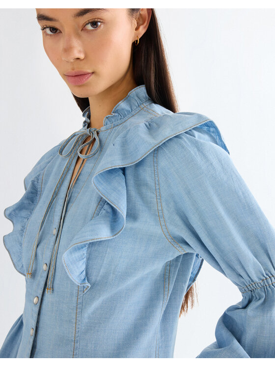 Wrangler Wrangler Koszula ROMANCE BLOUSE Szary Slim Fit