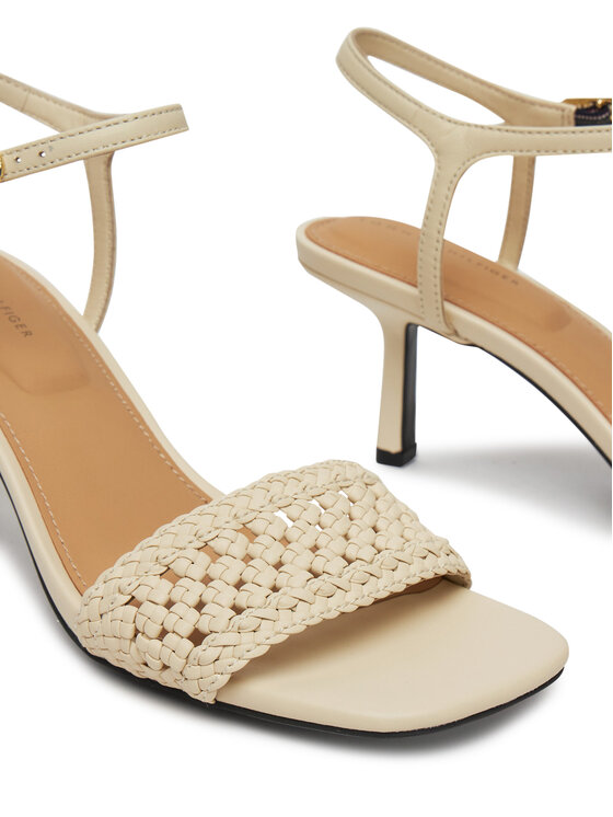 Tommy Hilfiger Tommy Hilfiger Sandali Crochet Lthr Kitten Sandal FW0FW08587 Bež