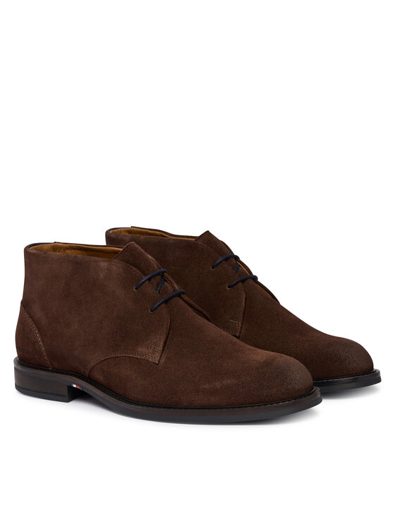 Tommy Hilfiger Tommy Hilfiger Šnurovacia obuv Corporate Dressy Suede Lace Boot FM0FM05951 Hnedá